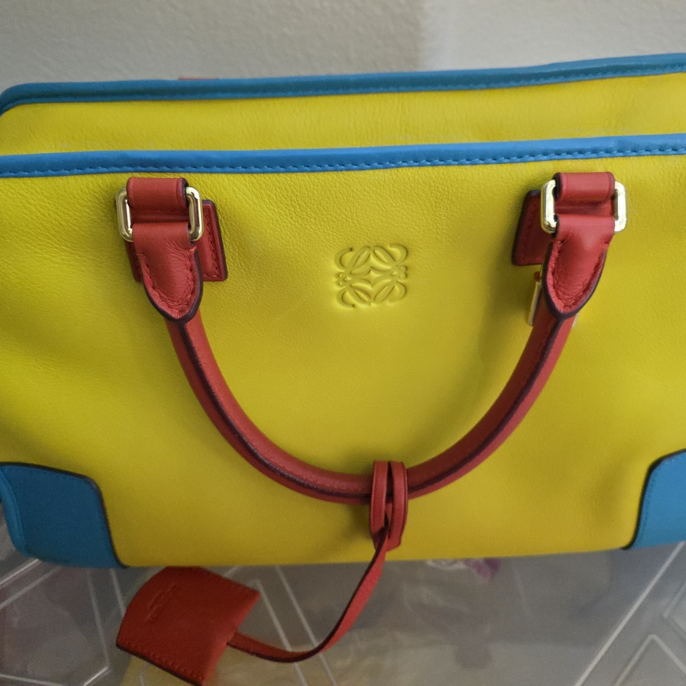 Vibrant Yellow and Blue Satchel with Red Details - Picture 2 of 16